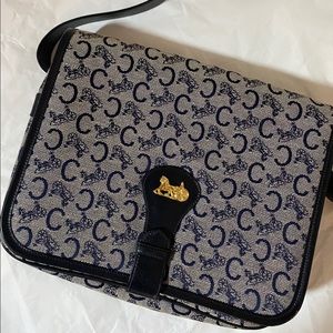 Celine C logo Gold Horse Carriage Crossbody Bag